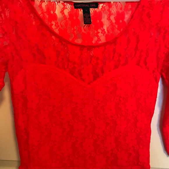 Red Lace Dress with Sweetheart Neckline - Picture 2 of 2